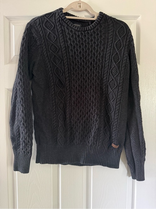 Buffalo David Bitton Other - Buffalo Men's Dark Charcoal Cable Knit Crewneck Sweater Medium